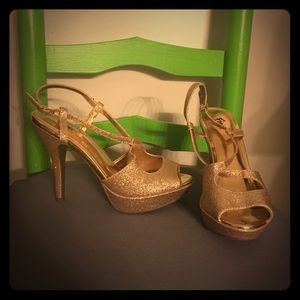 Gold Sparkly Strappy Heels